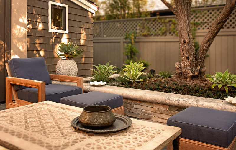 outdoor living space with table and chairs